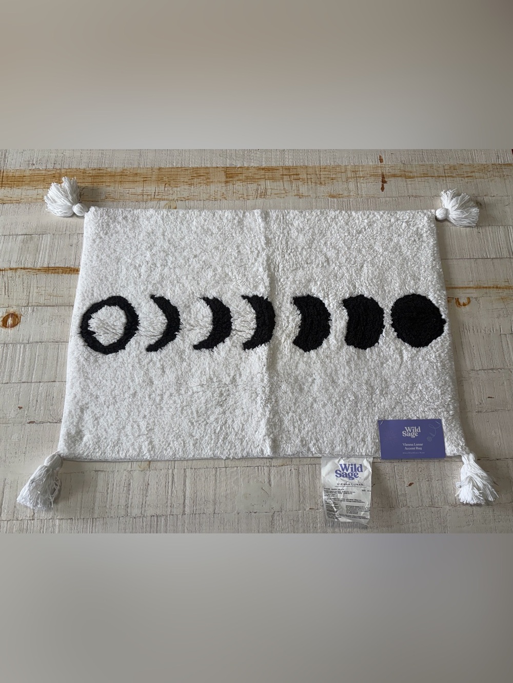 Wild Sage Vienna Lunar NWT Accent Rug Moon Phase Bath Mat 20” x 30” White